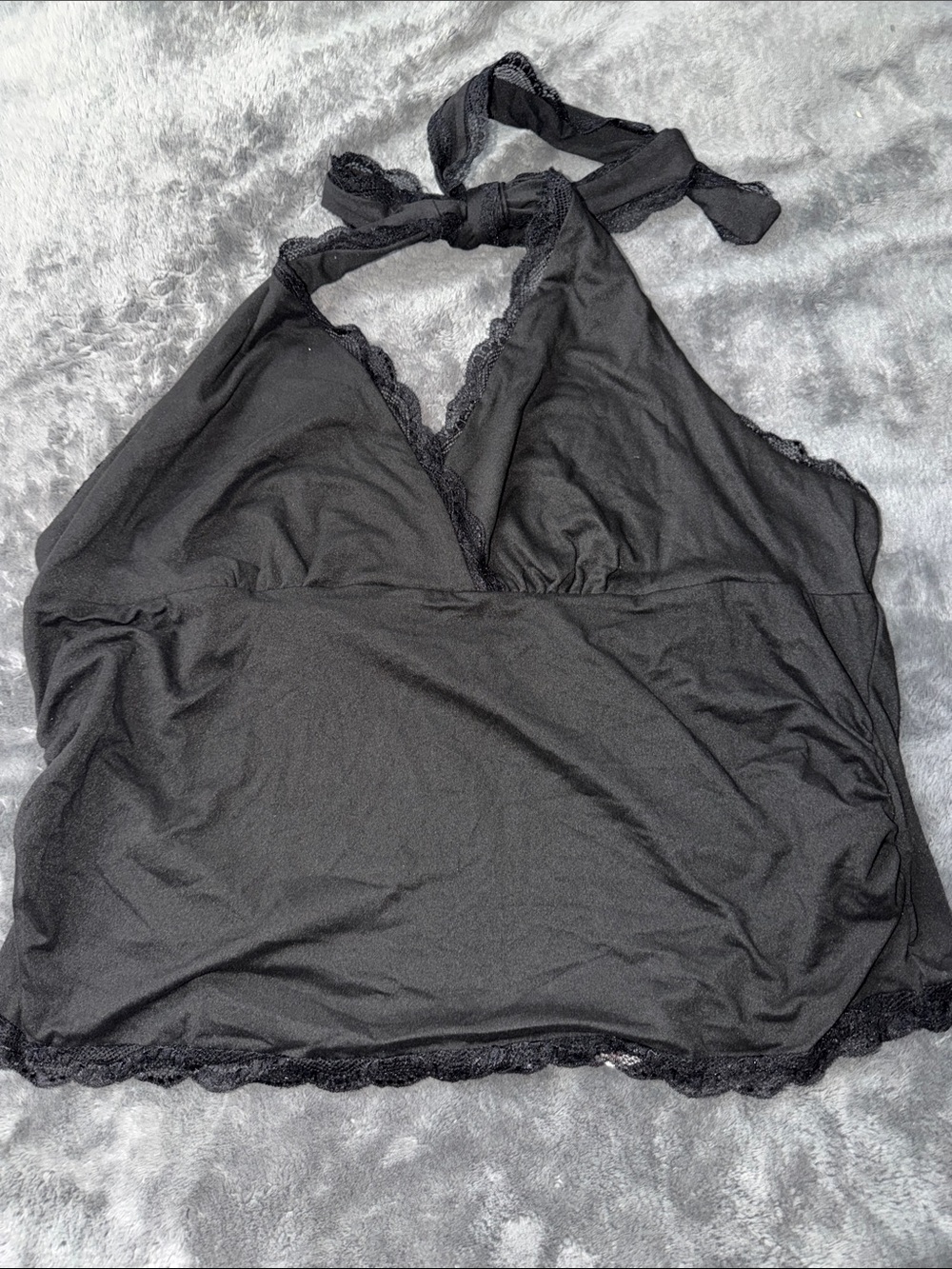 ROMWE Black Lace Halter Chemise